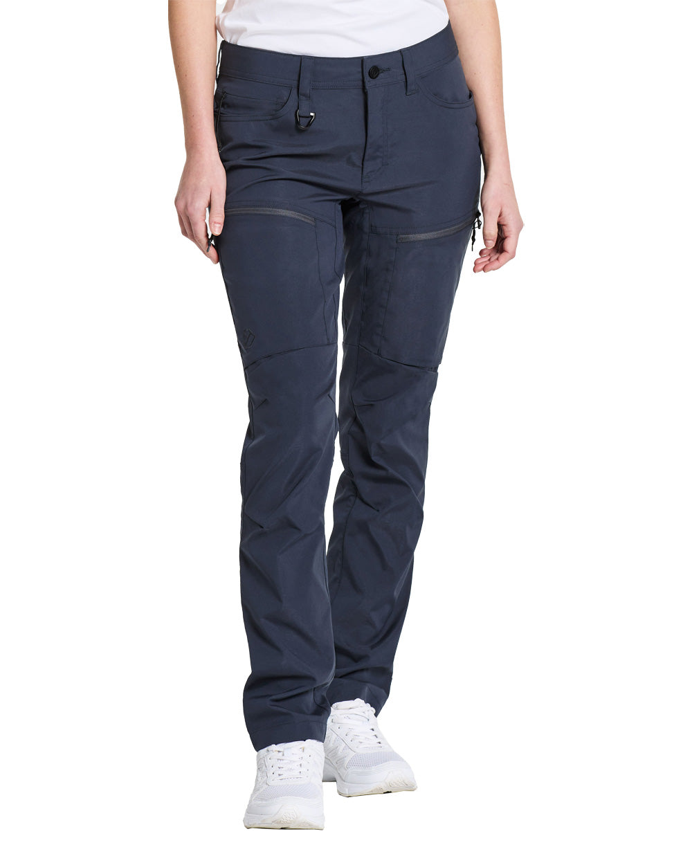 Dark Night Blue coloured Didriksons Womens Pants on White background 