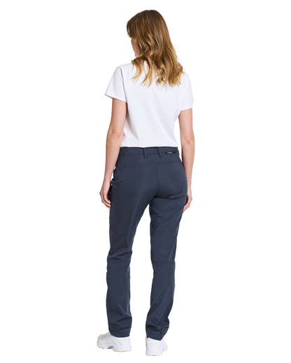 Dark Night Blue coloured Didriksons Womens Pants on White background 
