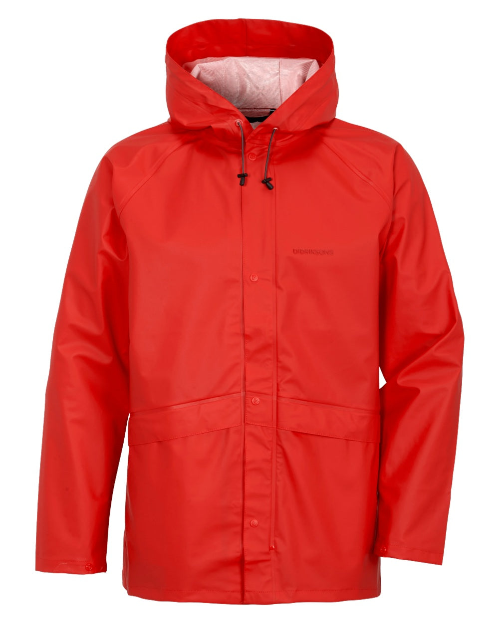 Lava Red Coloured Didriksons Avon Galon Jacket 2 on White Background
