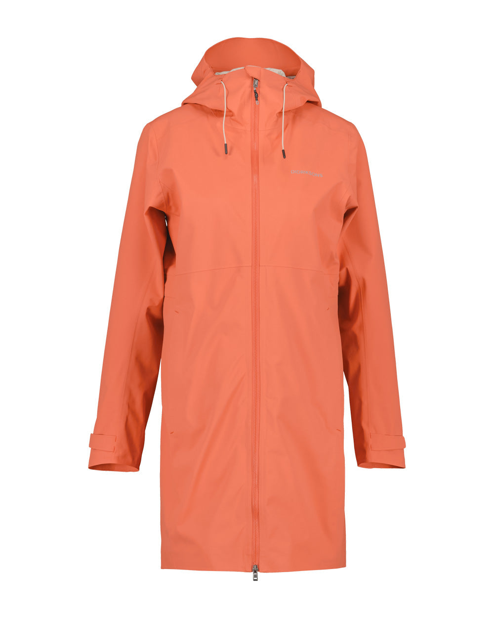 Brique Red coloured Didriksons Bea Womens Parka on White background 