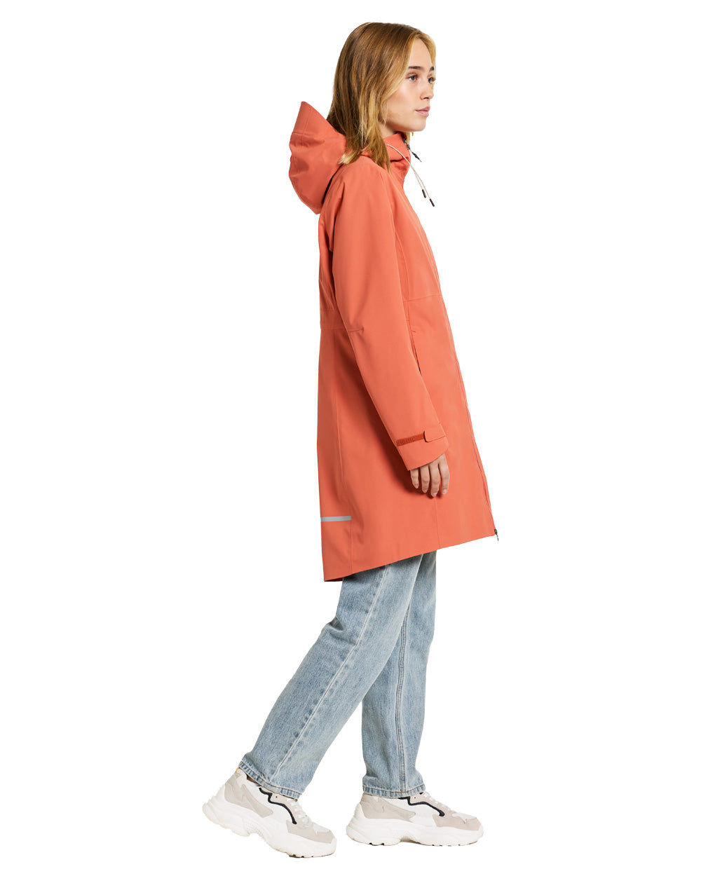 Brique Red coloured Didriksons Bea Womens Parka on White background 