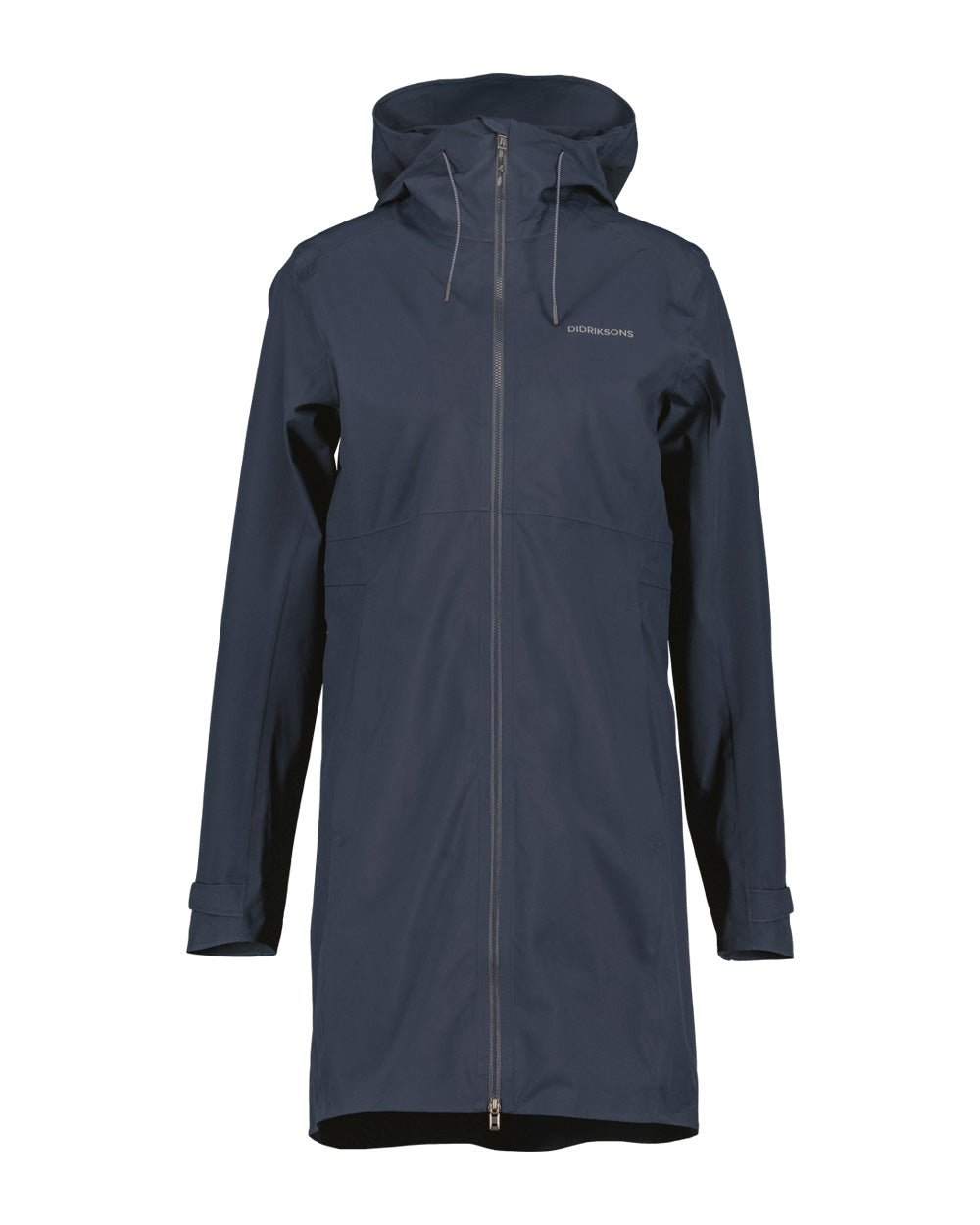 Dark Night Blue coloured Didriksons Bea Womens Parka on White background 