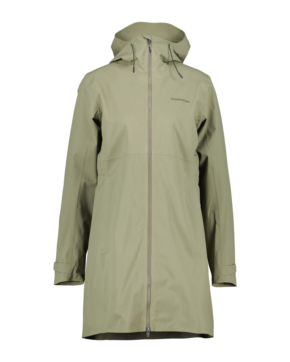 Dusty Olive coloured Didriksons Womens Bea Parka on White Background 