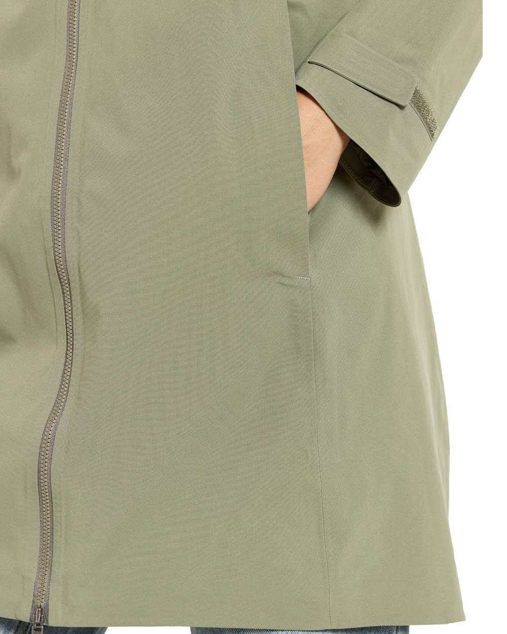 Dusty Olive coloured Didriksons Womens Bea Parka on White Background 