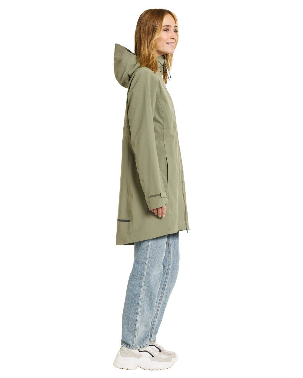 Dusty Olive coloured Didriksons Womens Bea Parka on White Background 