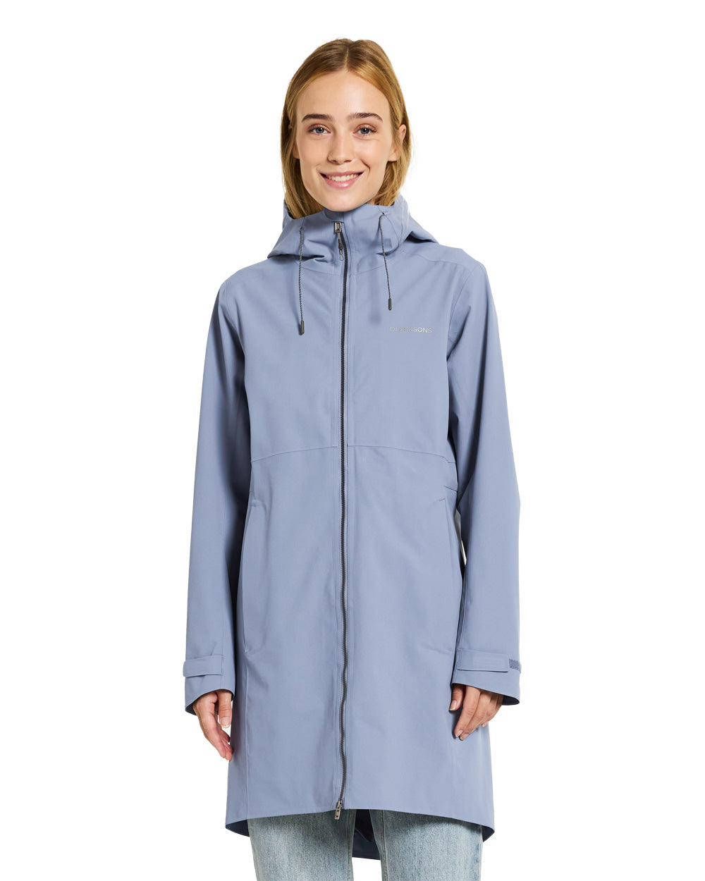 Glacial Blue coloured Didriksons Bea Womens Parka on White background 