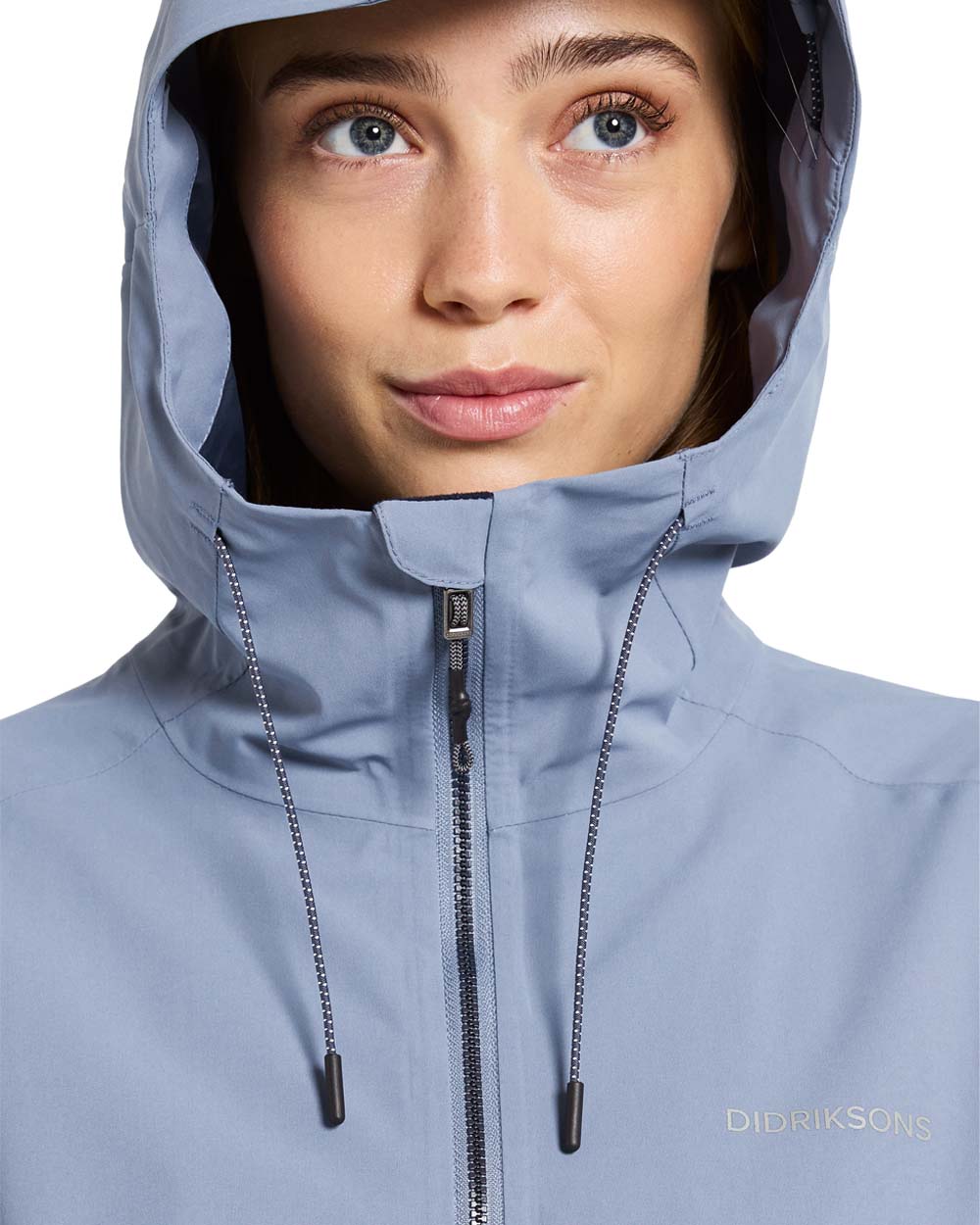 Glacial Blue coloured Didriksons Bea Womens Parka on White background 