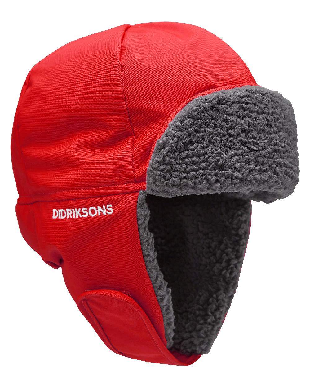 Chili Red coloured Didriksons Biggles Kids Cap  on white background 