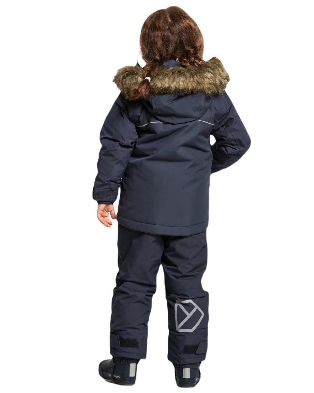 Navy Coloured Didriksons Bjornen Childrens Parka On A White Background 