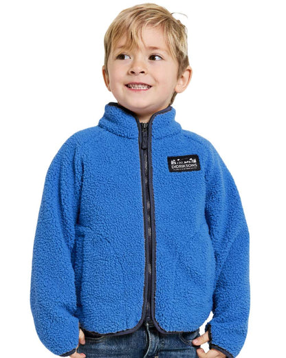 Caribbean Blue Coloured Didriksons Childrens Gibbs Full Zip Jacket 2 On A White Background 