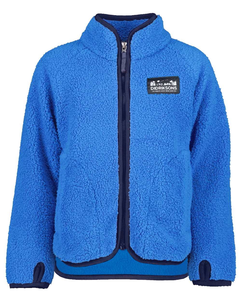 Caribbean Blue Coloured Didriksons Childrens Gibbs Full Zip Jacket 2 On A White Background 