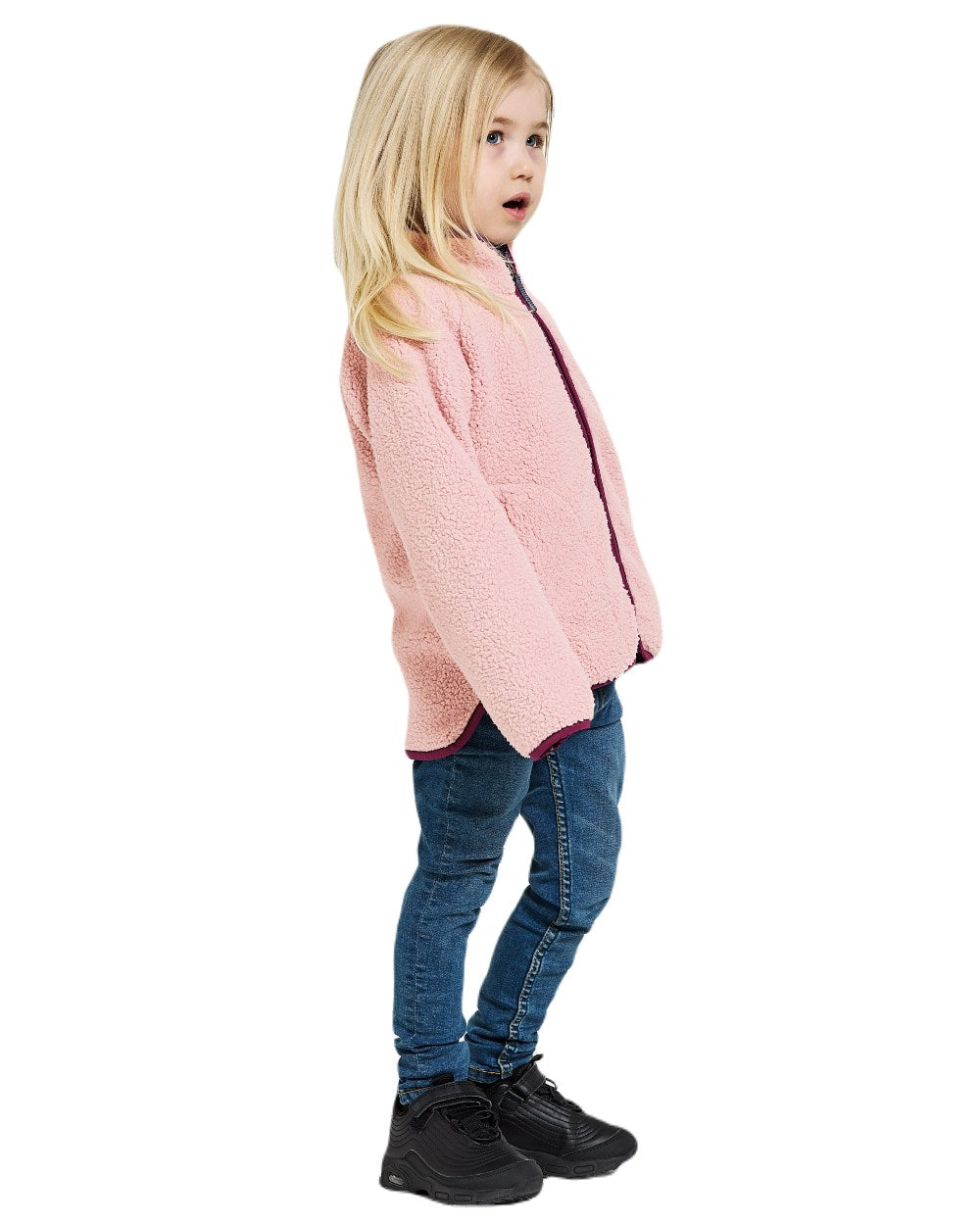 Dusty Pink Coloured Didriksons Childrens Gibbs Full Zip Jacket 2 On A White Background 