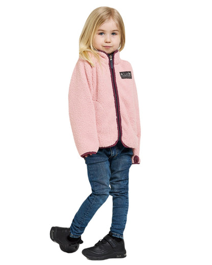 Dusty Pink Coloured Didriksons Childrens Gibbs Full Zip Jacket 2 On A White Background 