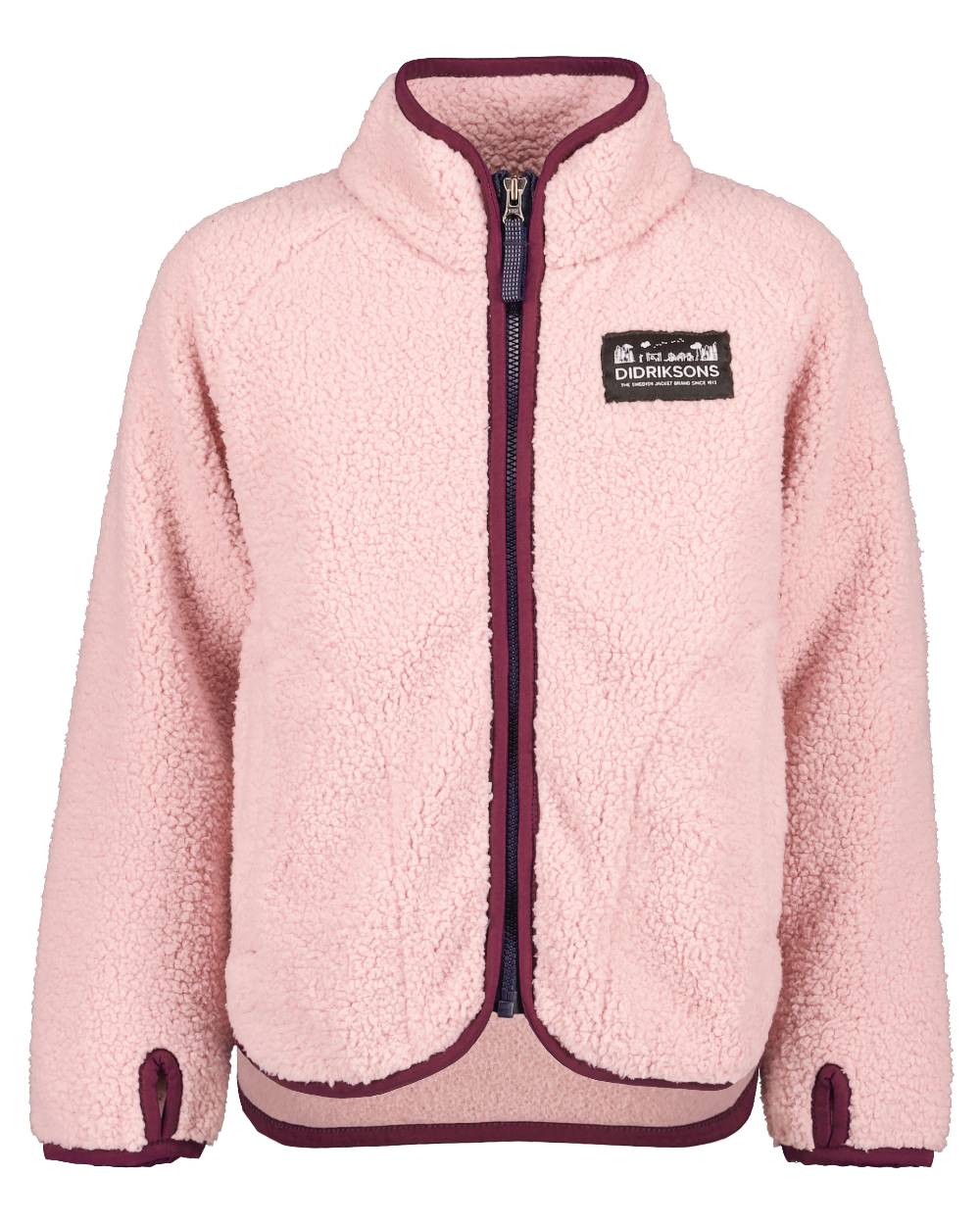 Dusty Pink Coloured Didriksons Childrens Gibbs Full Zip Jacket 2 On A White Background 