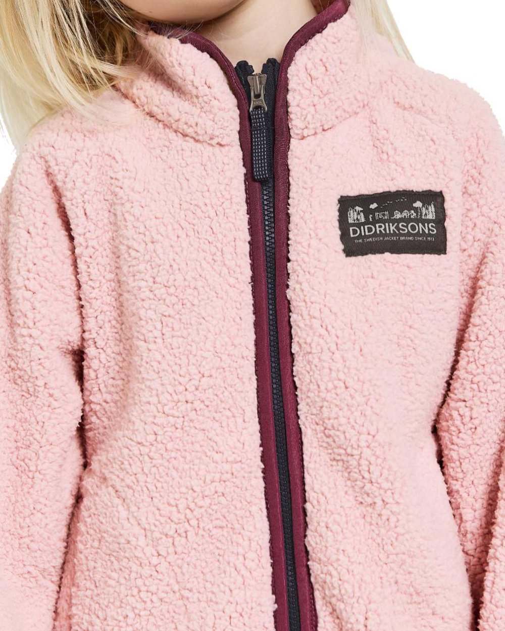 Dusty Pink Coloured Didriksons Childrens Gibbs Full Zip Jacket 2 On A White Background 