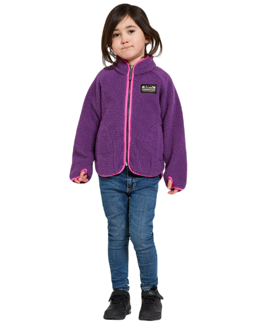 Royal Purple Coloured Didriksons Childrens Gibbs Full Zip Jacket 2 On A White Background 