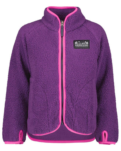 Royal Purple Coloured Didriksons Childrens Gibbs Full Zip Jacket 2 On A White Background 