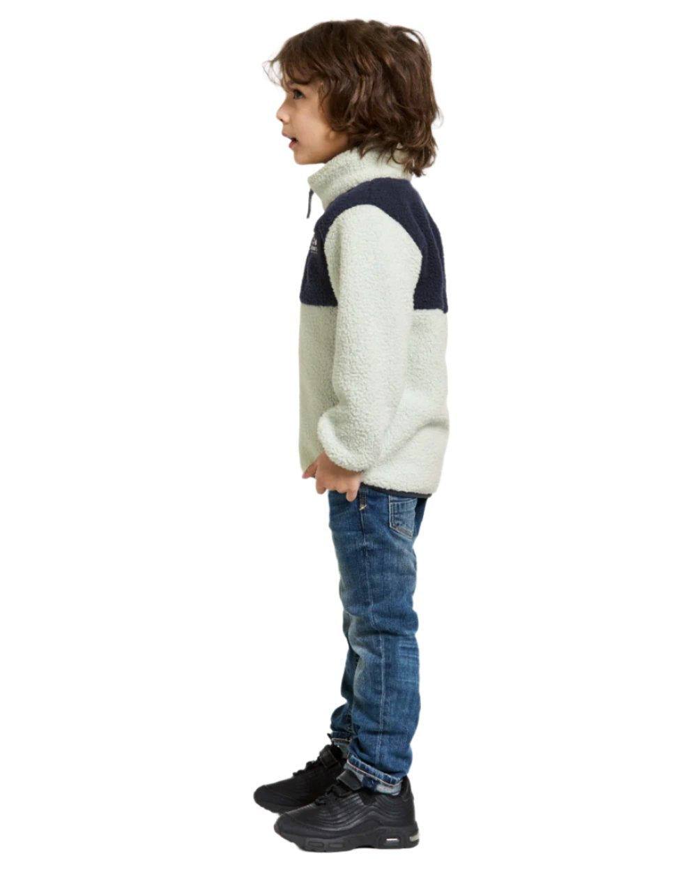 Pale Mint Coloured Didriksons Childrens Gosig Half Zip Sweater On A White Background 