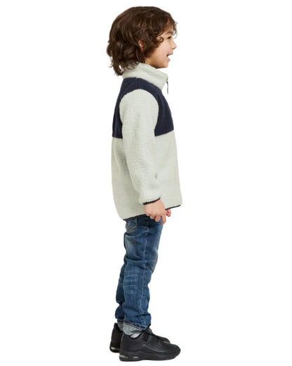 Pale Mint Coloured Didriksons Childrens Gosig Half Zip Sweater On A White Background 