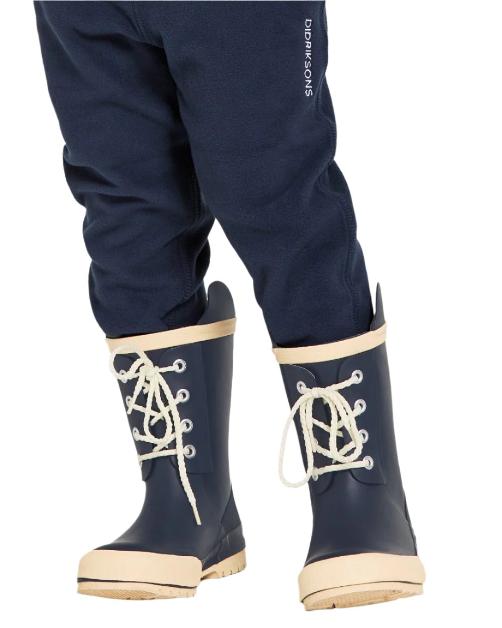 Navy Coloured Didriksons Childrens Splashman Boots On A White Background 