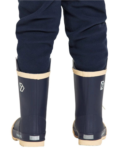 Navy Coloured Didriksons Childrens Splashman Boots On A White Background 