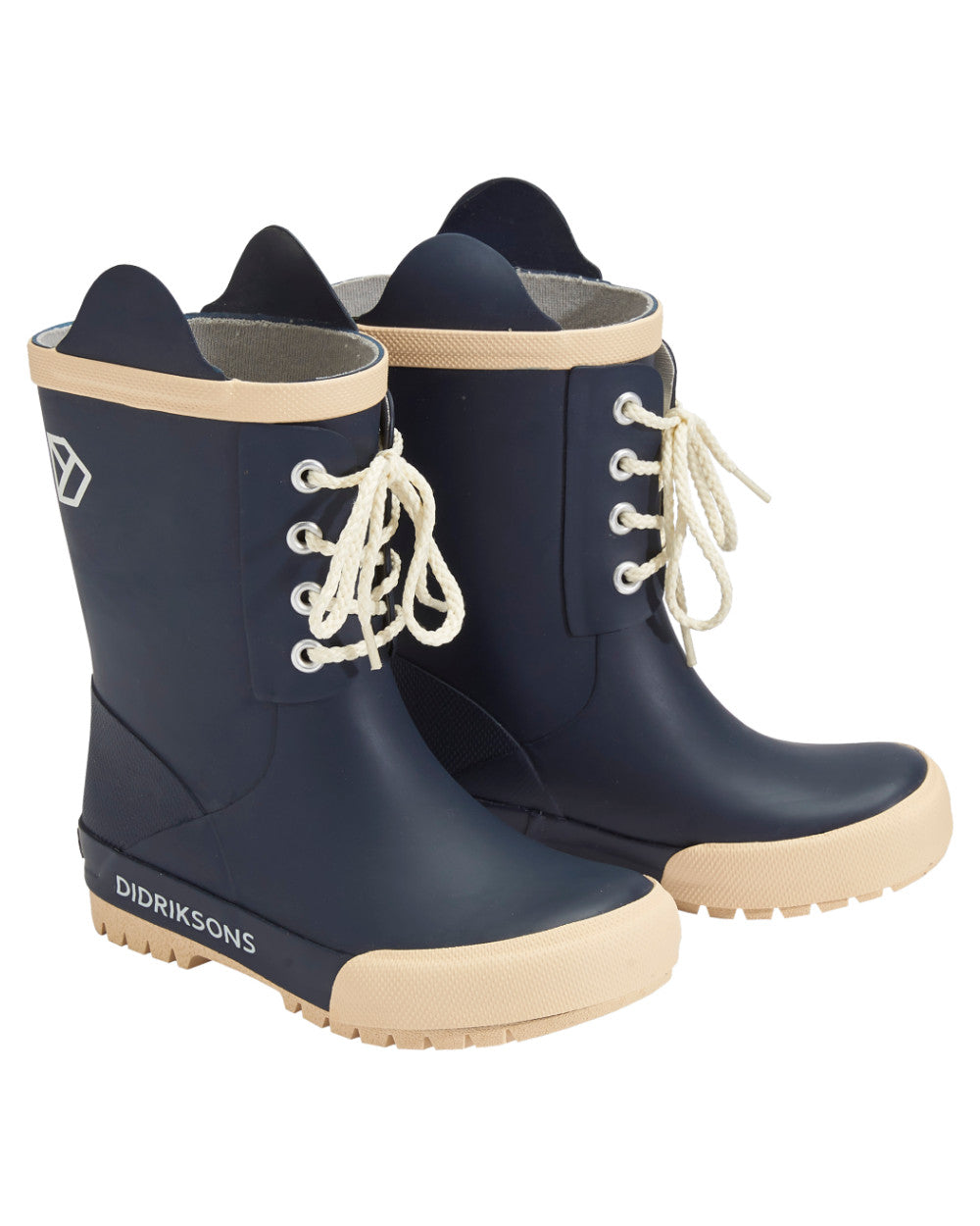 Navy Coloured Didriksons Childrens Splashman Boots On A White Background 