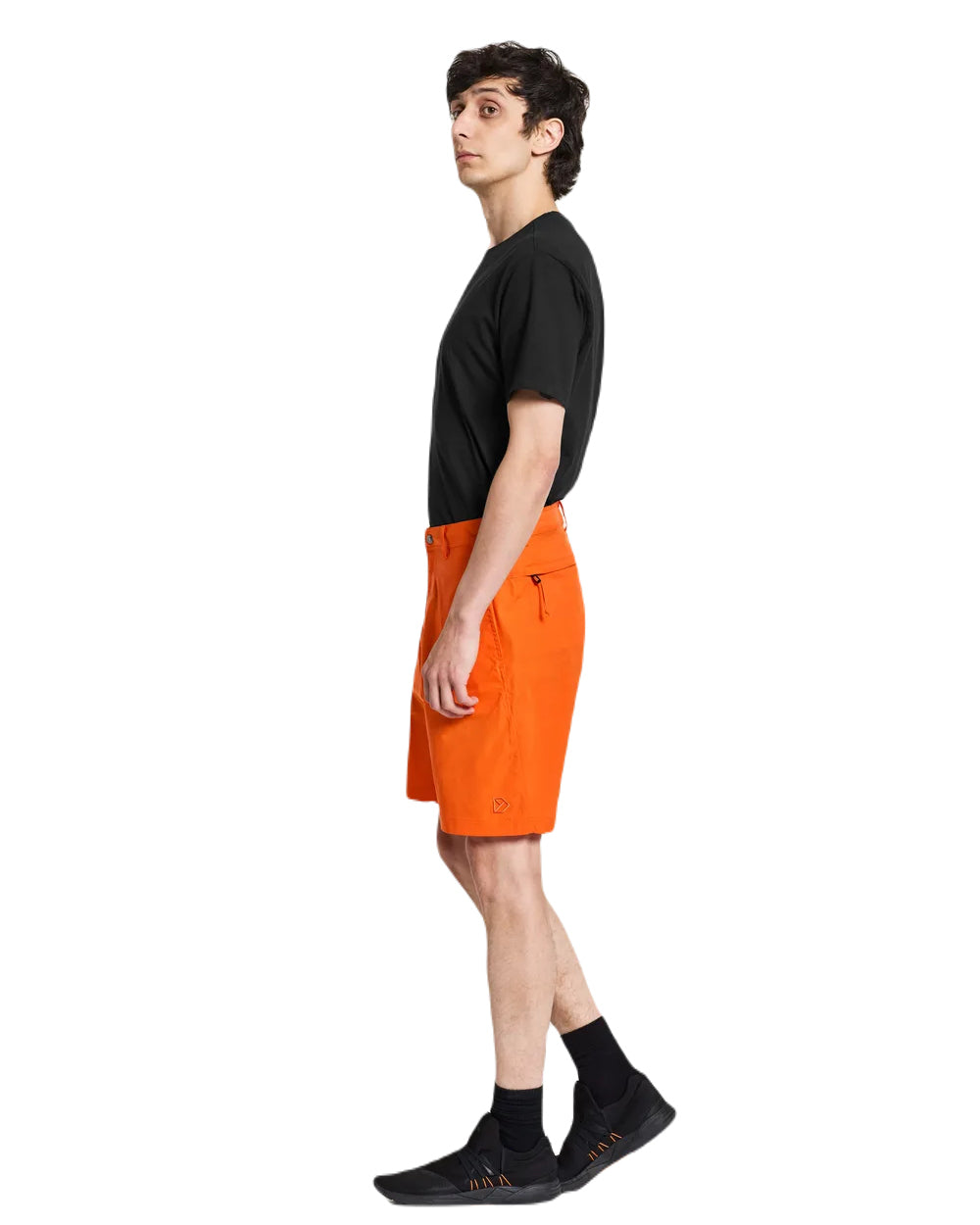 Flame Coloured Didriksons Dave Shorts On A White Background