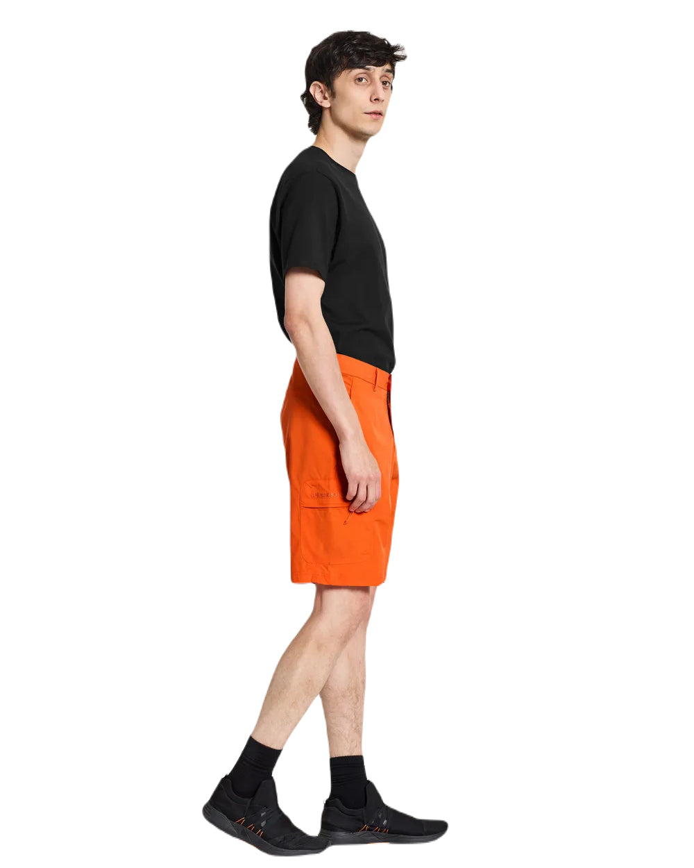 Flame Coloured Didriksons Dave Shorts On A White Background