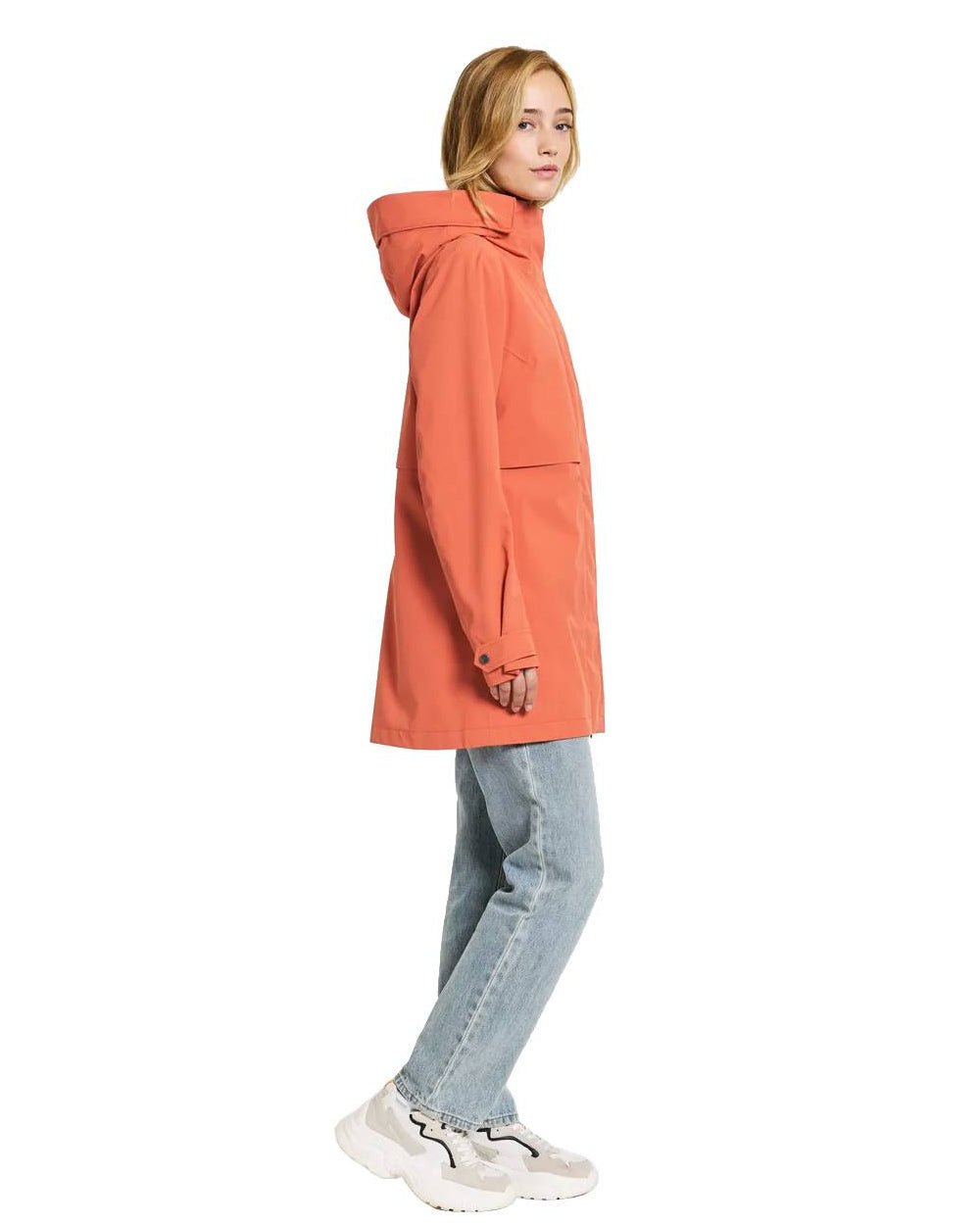 Brique Red Coloured Didriksons Edith Parka On A White Background 