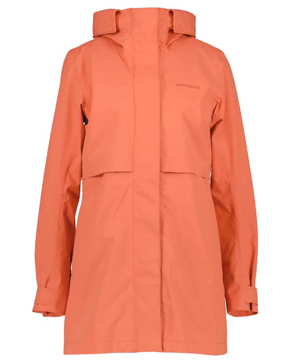 Brique Red Coloured Didriksons Edith Parka On A White Background 