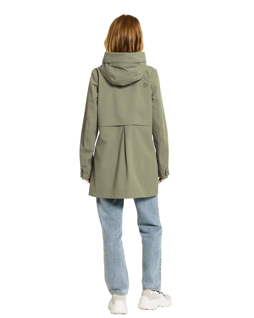 Dusty Olive Coloured Didriksons Edith Parka On A White Background 