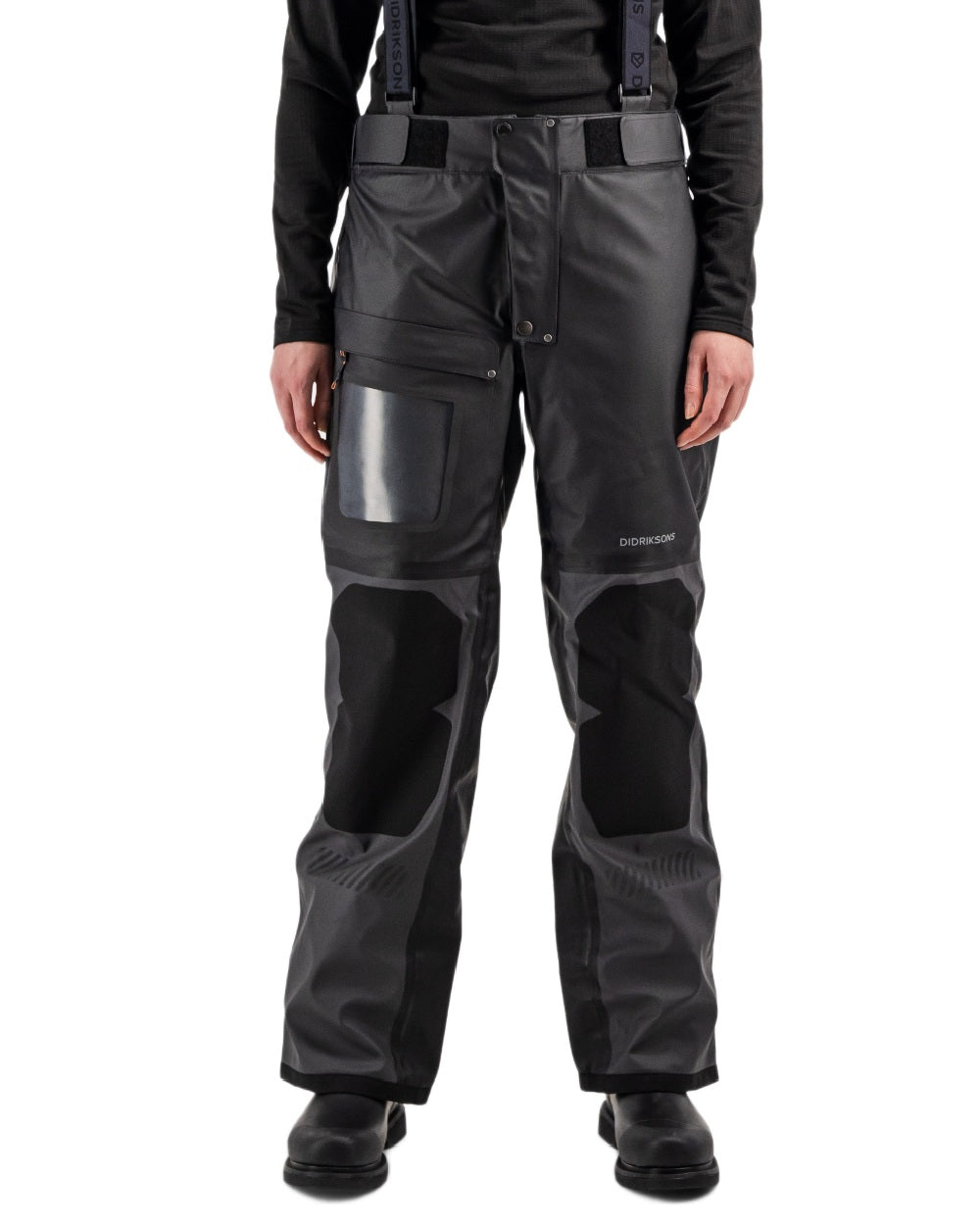 Coal Black Coloured Didriksons Element 2.0 Unisex Pants On A White Background