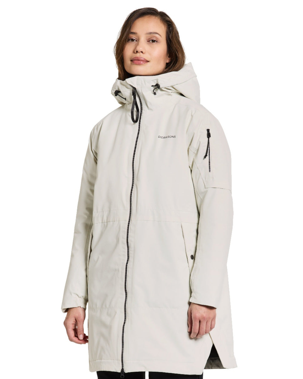 White Foam Coloured Didriksons Ella Womens Parka 2 On A White Background 