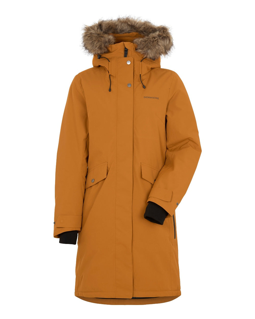 Cayenne Coloured Didriksons Erika Ladies Padded Waterproof Parka 3 On A White Background 