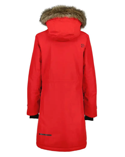 Pomme Red Coloured Didriksons Erika Ladies Padded Waterproof Parka 3 On A White Background 