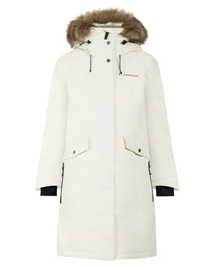 White Foam coloured Didriksons Erika Ladies Padded Waterproof Parka 3 on white background 