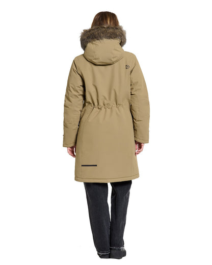 Wood Coloured Didriksons Erika Ladies Padded Waterproof Parka 3 On A White Background 