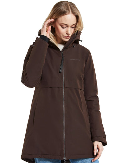 Brown Coloured Didriksons Helle Ladies Parka 5 On A White Background  