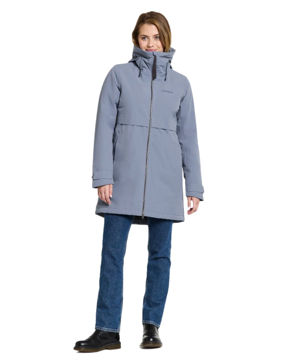 Glacial Blue Coloured Didriksons Helle Ladies Parka 5 On A White Background  