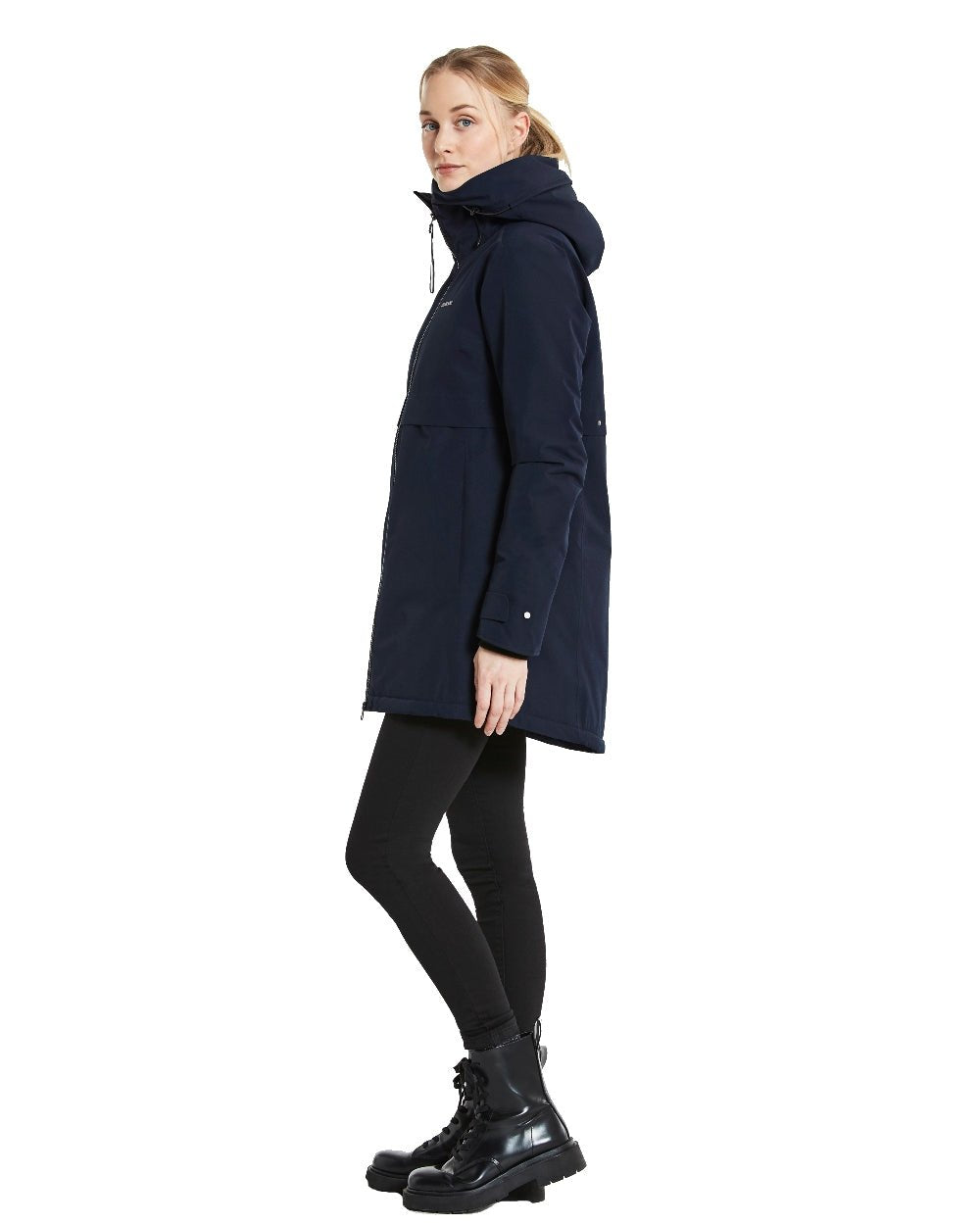 Dark Night Blue Coloured Didriksons Helle Ladies Parka 5 On A White Background  