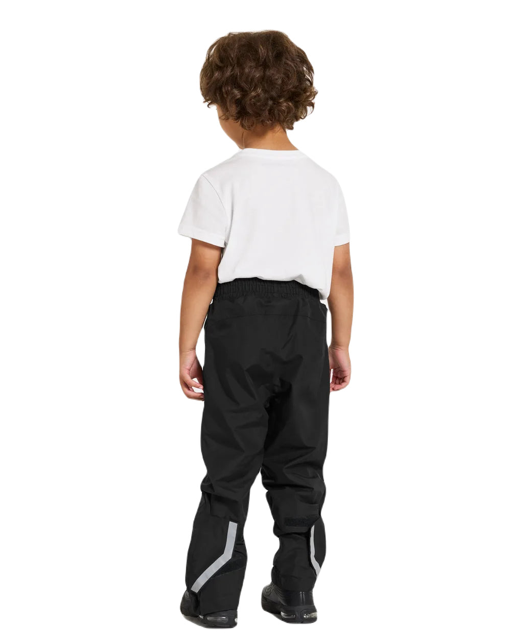 Black Coloured Didriksons Idur Childrens Pants On A White Background 