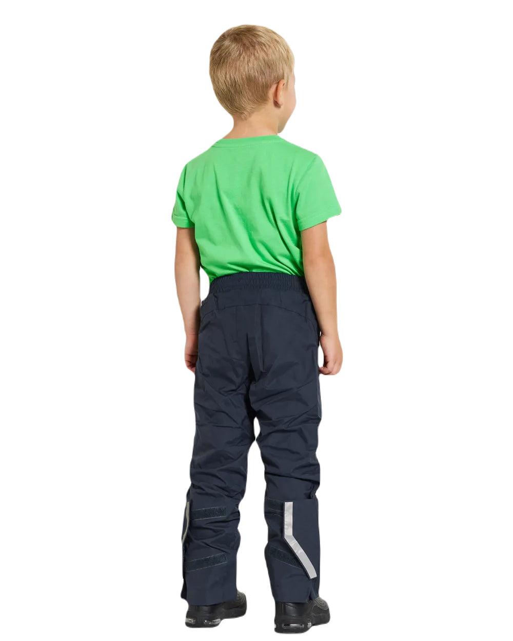 Navy Coloured Didriksons Idur Childrens Pants On A White Background 