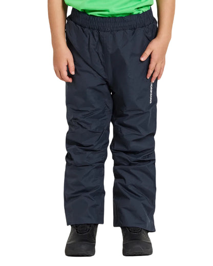 Navy Coloured Didriksons Idur Childrens Pants On A White Background 
