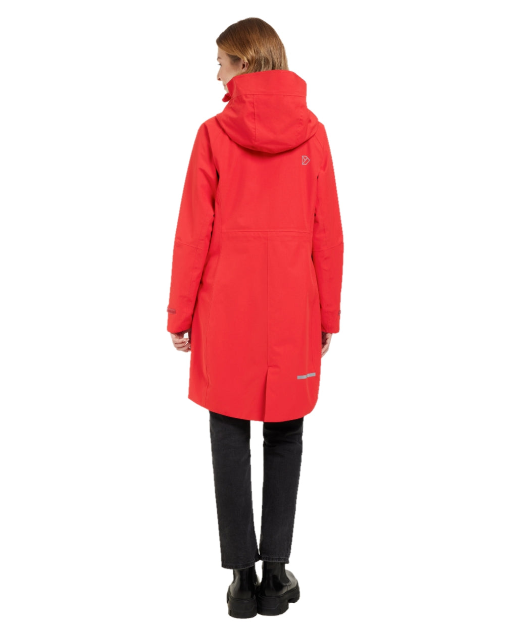 Pomme Red coloured Didriksons Womens Parka on white background 