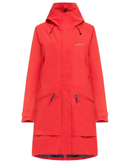 Pomme Red coloured Didriksons Womens Parka on white background 