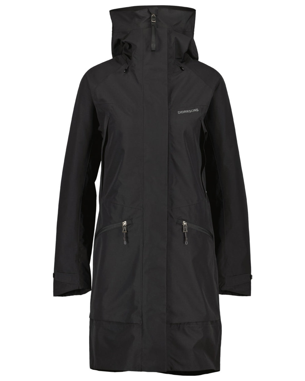 Black coloured Didriksons Womens Parka on White background 
