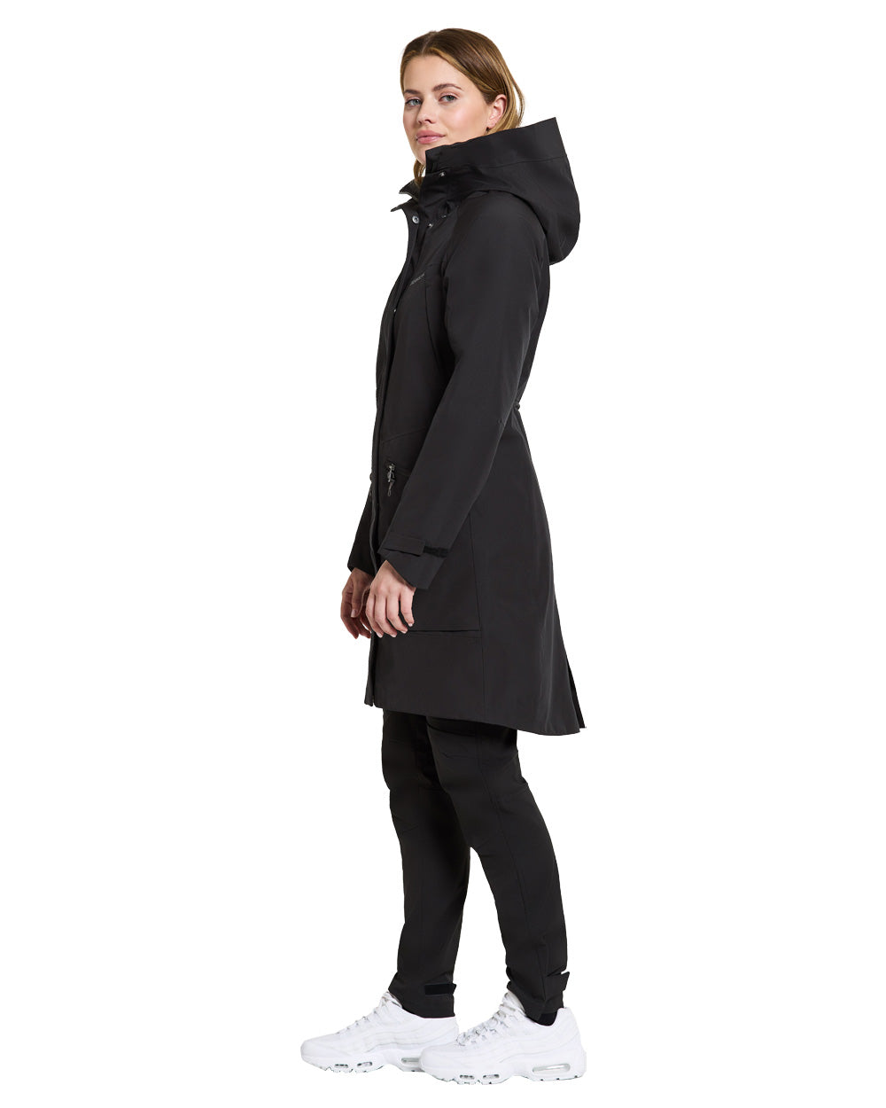 Black coloured Didriksons Womens Parka on White background 
