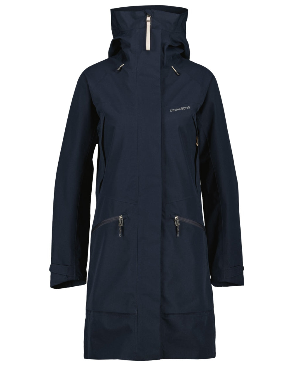 Dark Night Blue coloured Didriksons Womens Parka on White background 
