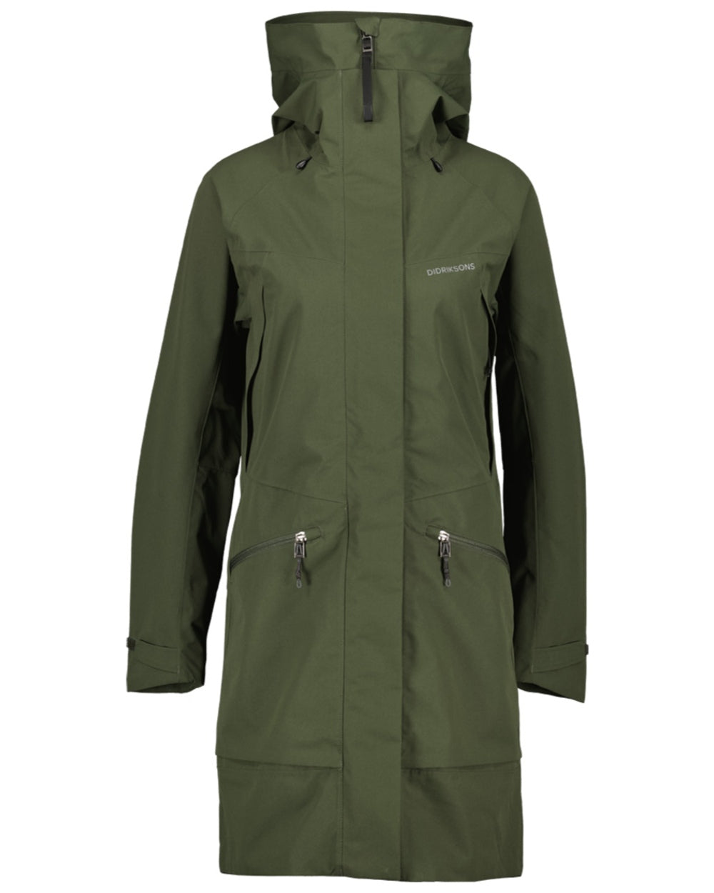 Deep Green coloured Didriksons Womens Parka on White background 