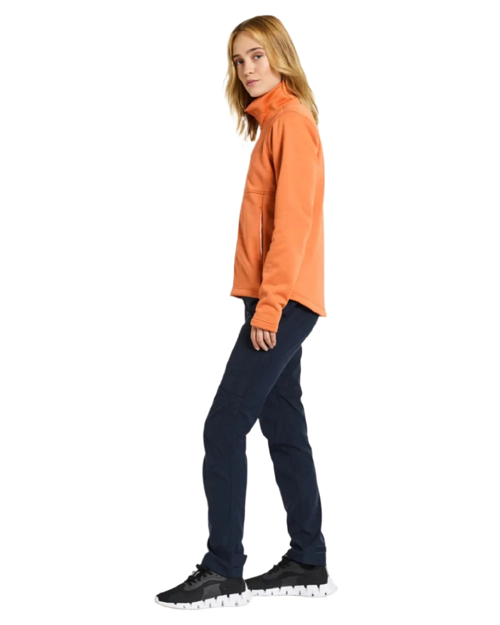 Faded Brique Coloured Didriksons Leah Womens Fullzip On A White Background 